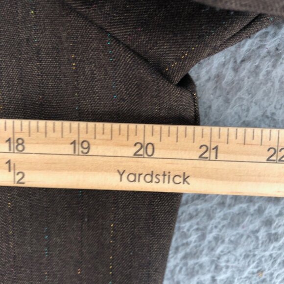 Chicos Jacket Women 2 US Large Brown Shimmer Stripes Button Up Office Pocket* - Picture 8 of 10